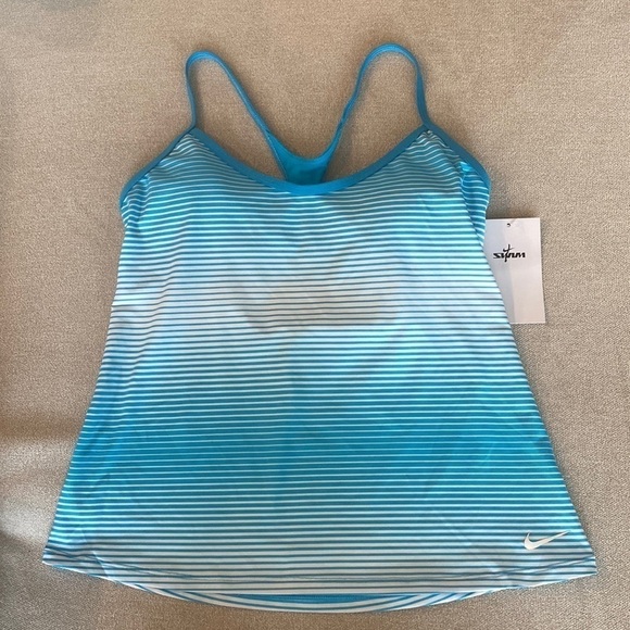 Nike Women's Racerback Tankini Stripe Swim Top Size S - Picture 2 of 8